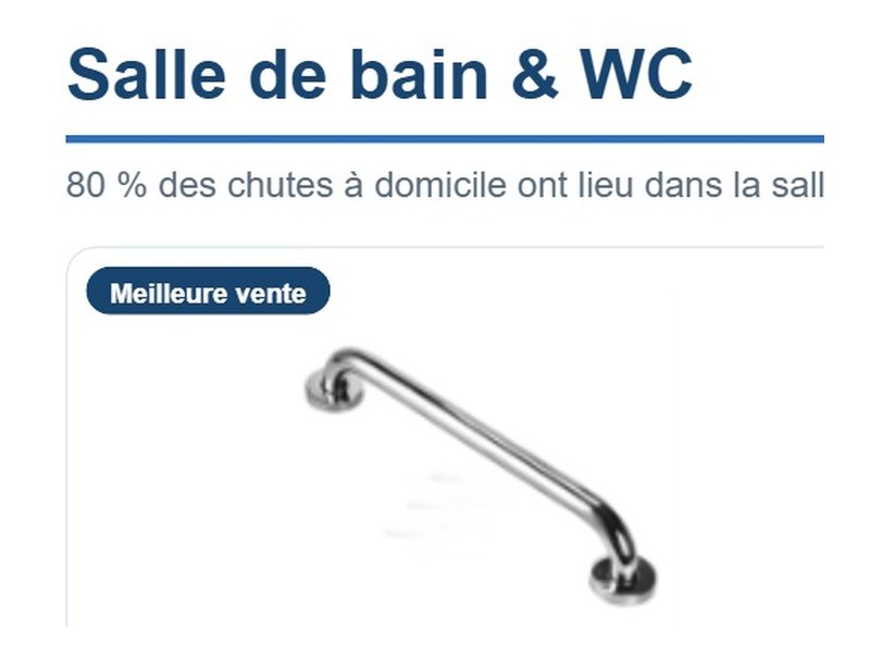 Barre d'appui inox 60 cm