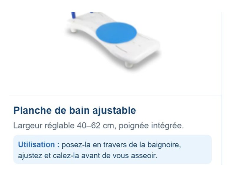 Planche de bain ajustable