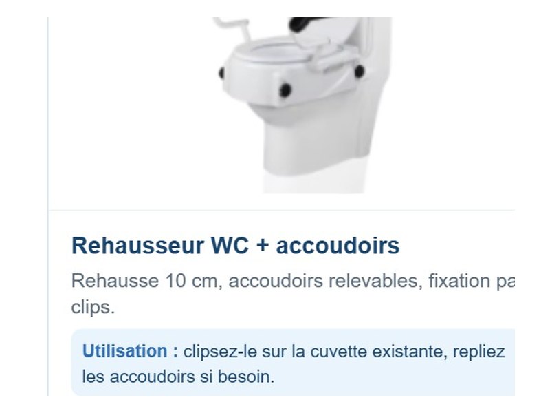 Rehausseur WC avec accoudoirs